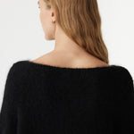 Boxy Mohair Boatneck Knit in Black