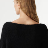 Boxy Mohair Boatneck Knit in Black