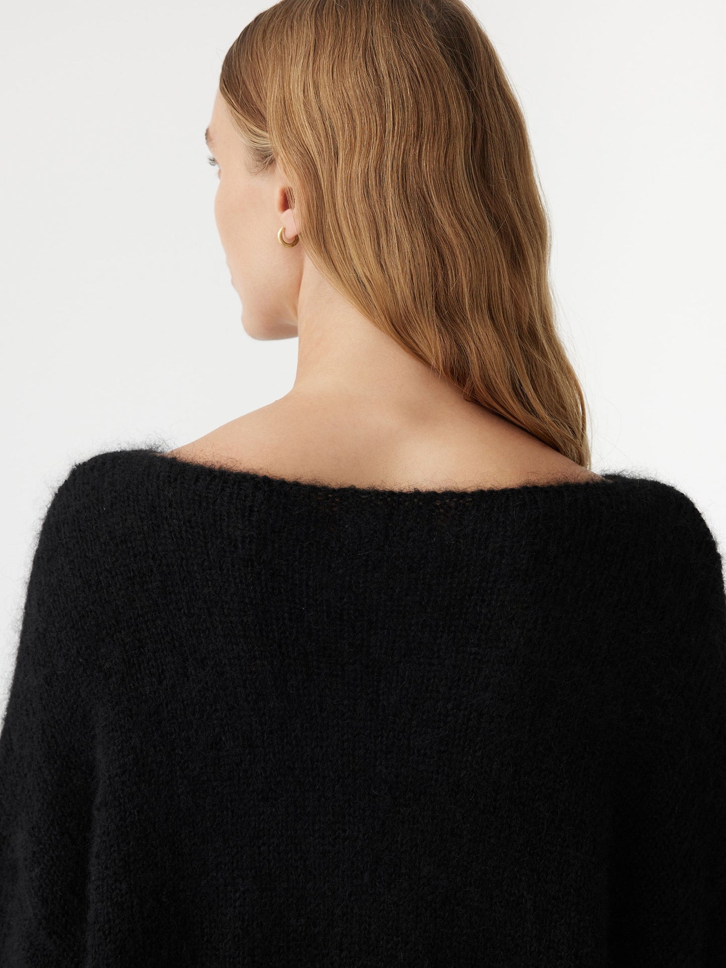 Boxy Mohair Boatneck Knit in Black