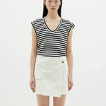 Stripe Scoop Muscle Tank in Black / Undyed