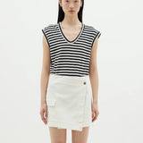 Stripe Scoop Muscle Tank in Black / Undyed