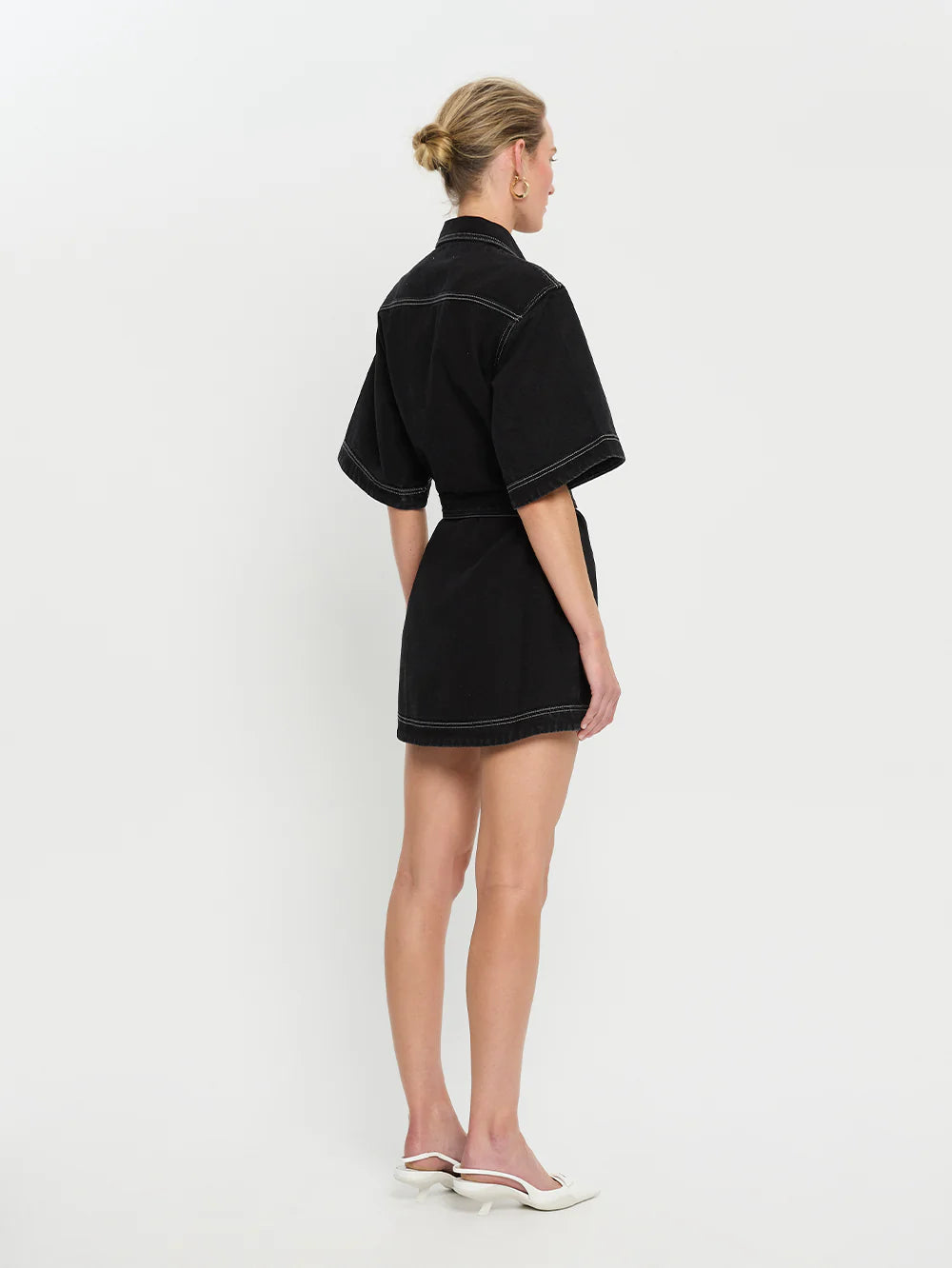 Rowyn Denim Shirt Dress in Black