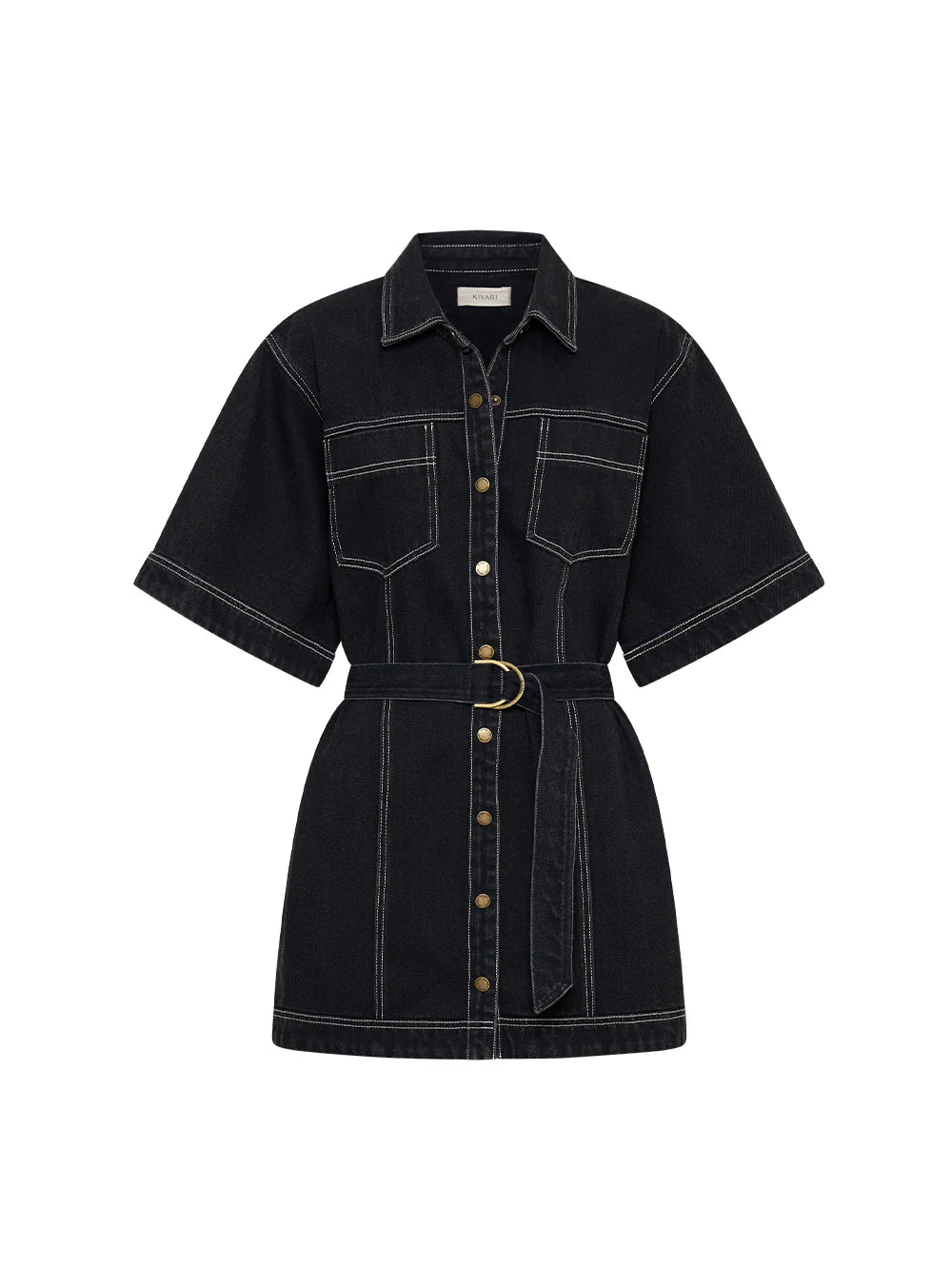 Rowyn Denim Shirt Dress in Black