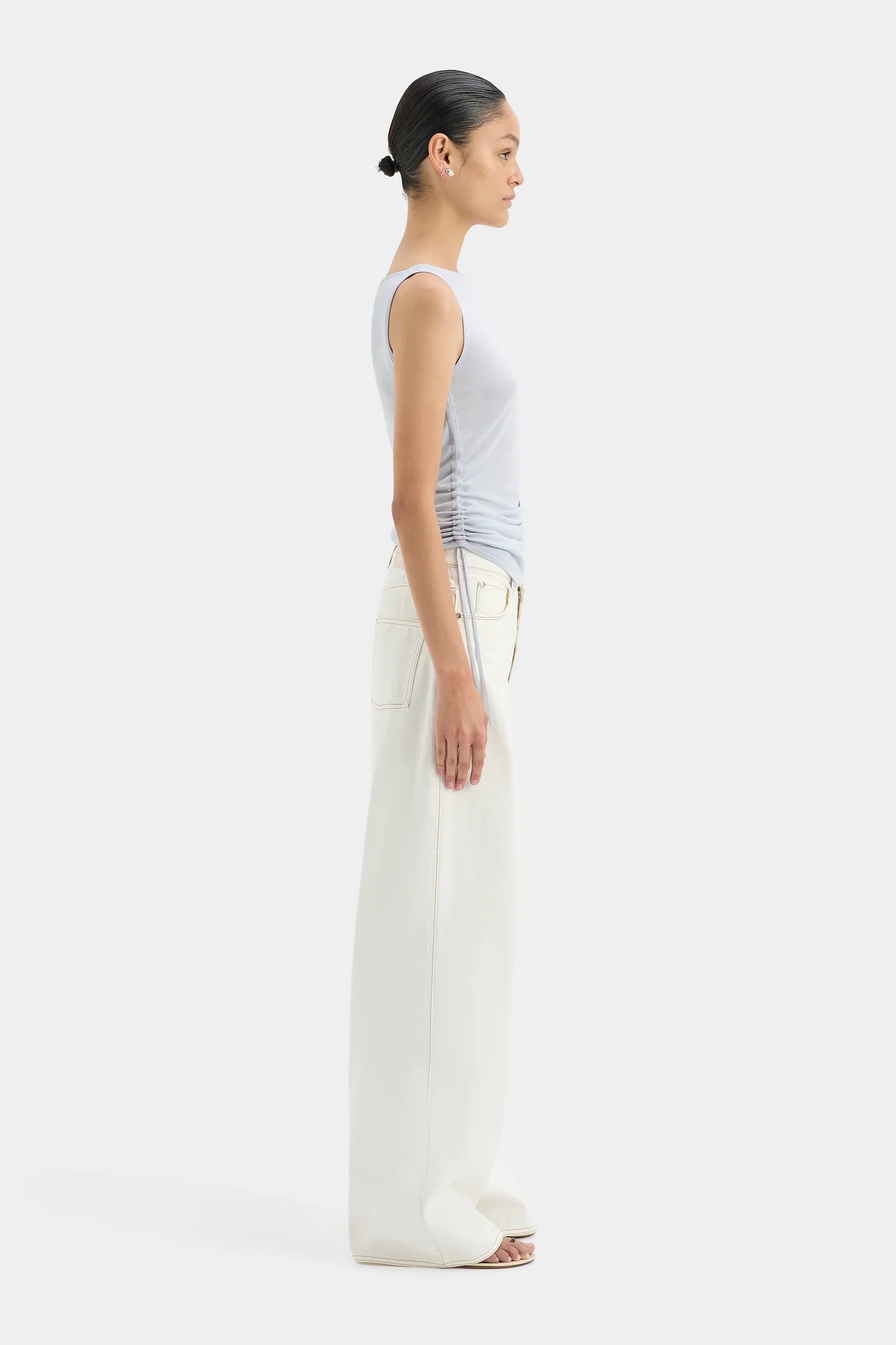 Yolanda Ruched Tank in Powder Blue