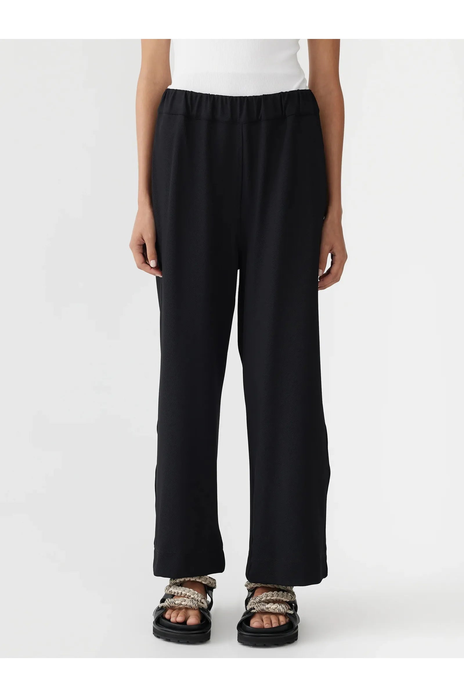 Stretch Twill Wide Leg Pant in Black by Bassike