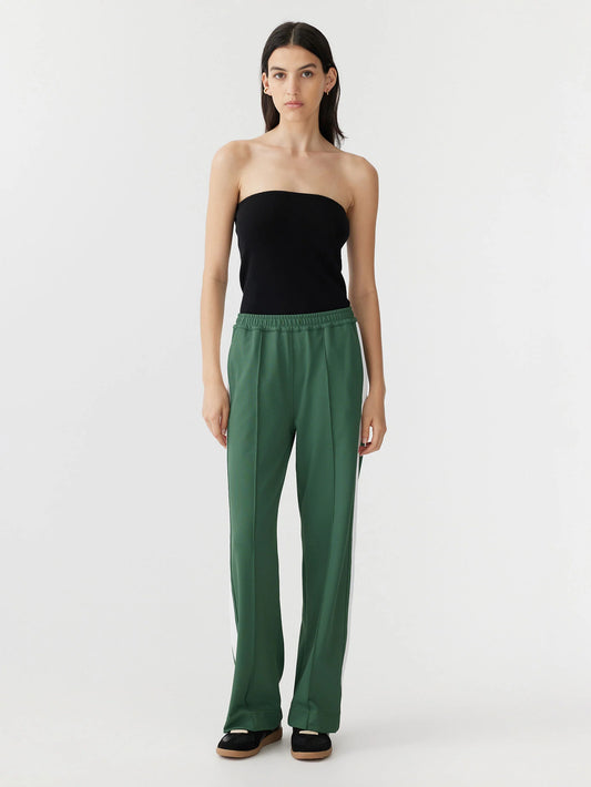 Twill Stripe Detail Pant in Athletic Green/White