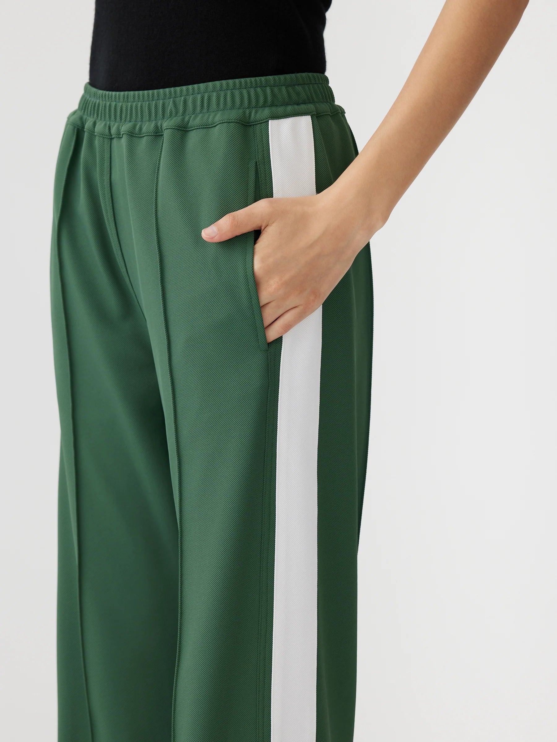 Twill Stripe Detail Pant in Athletic Green/White