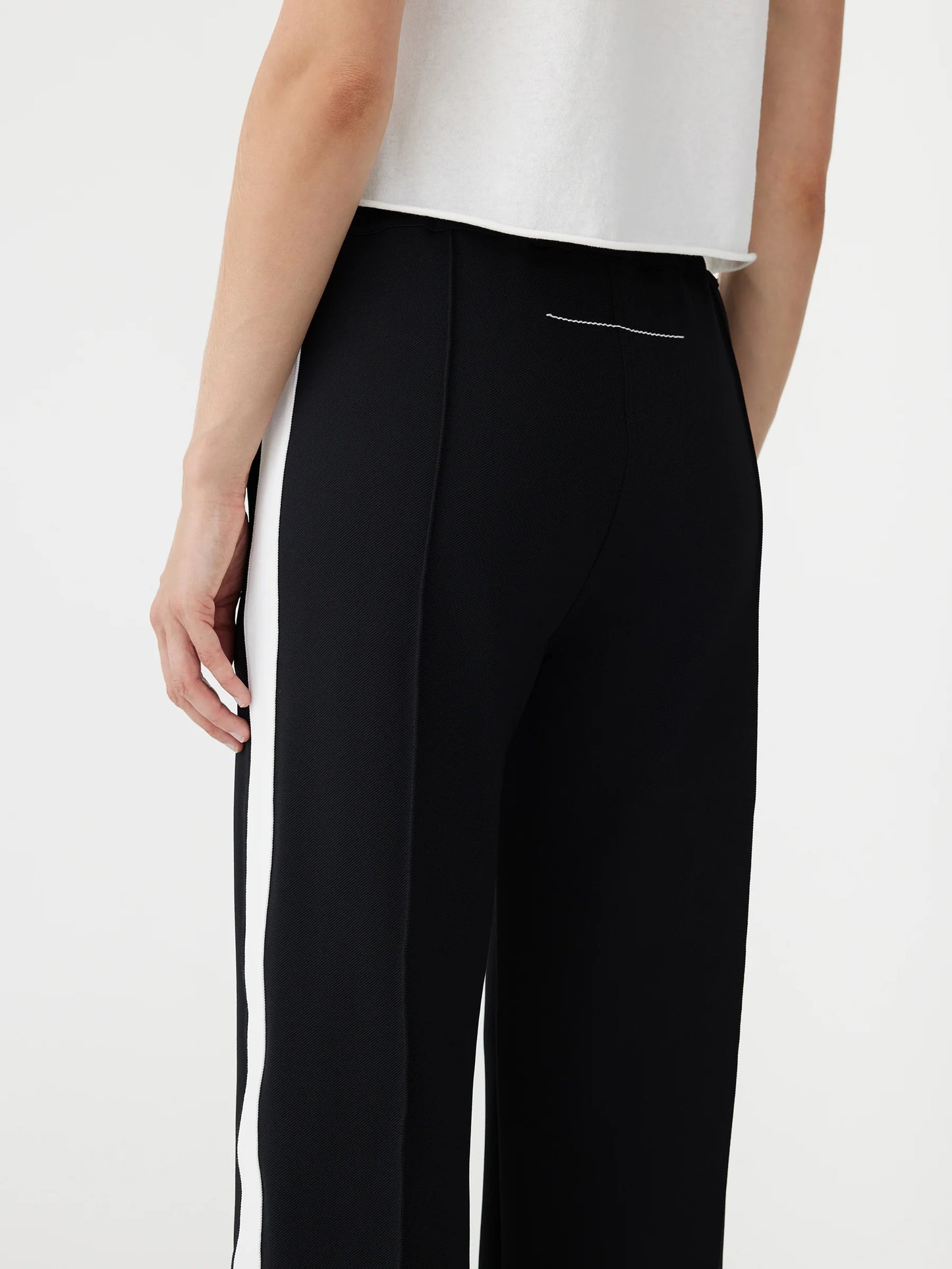 Twill Stripe Detail Pant in Black and White