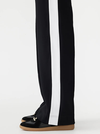 Twill Stripe Detail Pant in Black and White