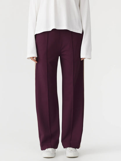 Twill Stripe Detail Pant in Burgundy/Tan