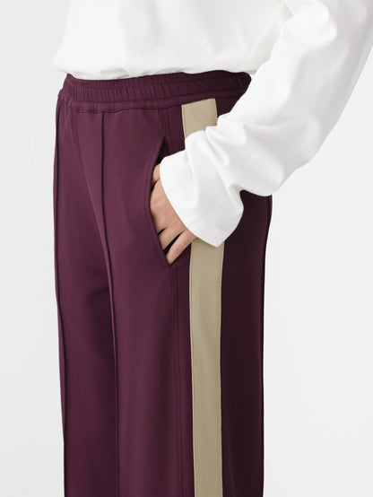 Twill Stripe Detail Pant in Burgundy/Tan