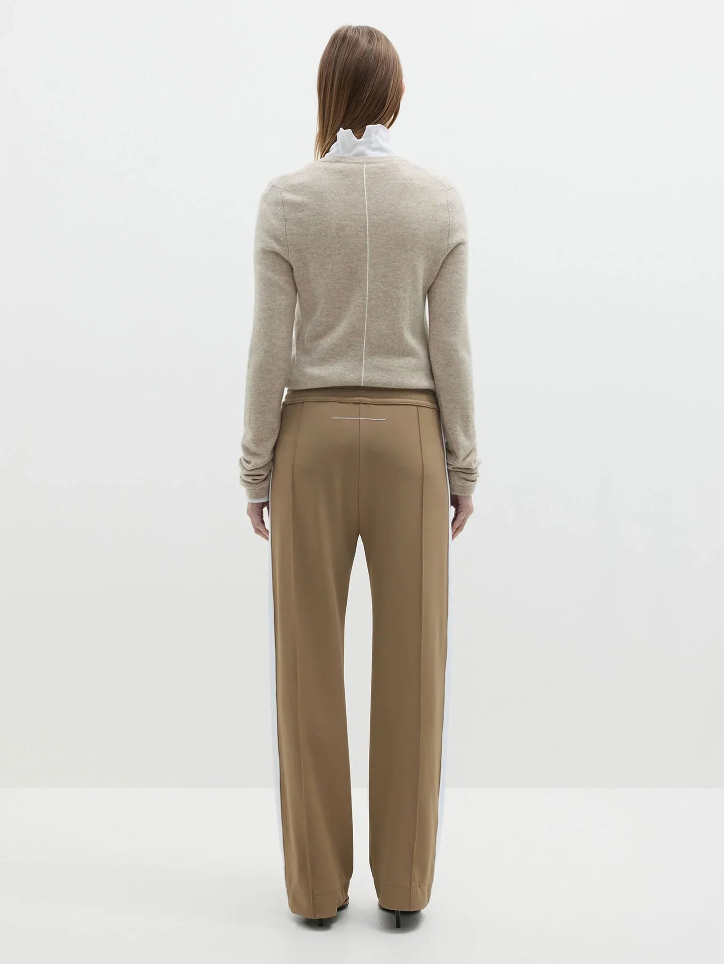 Twill Stripe Detail Pant in Tan/White