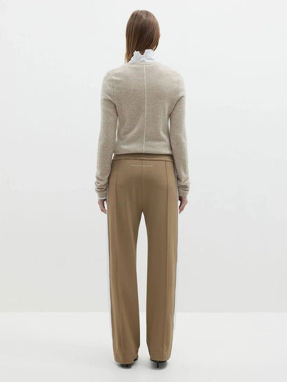 Twill Stripe Detail Pant in Tan/White