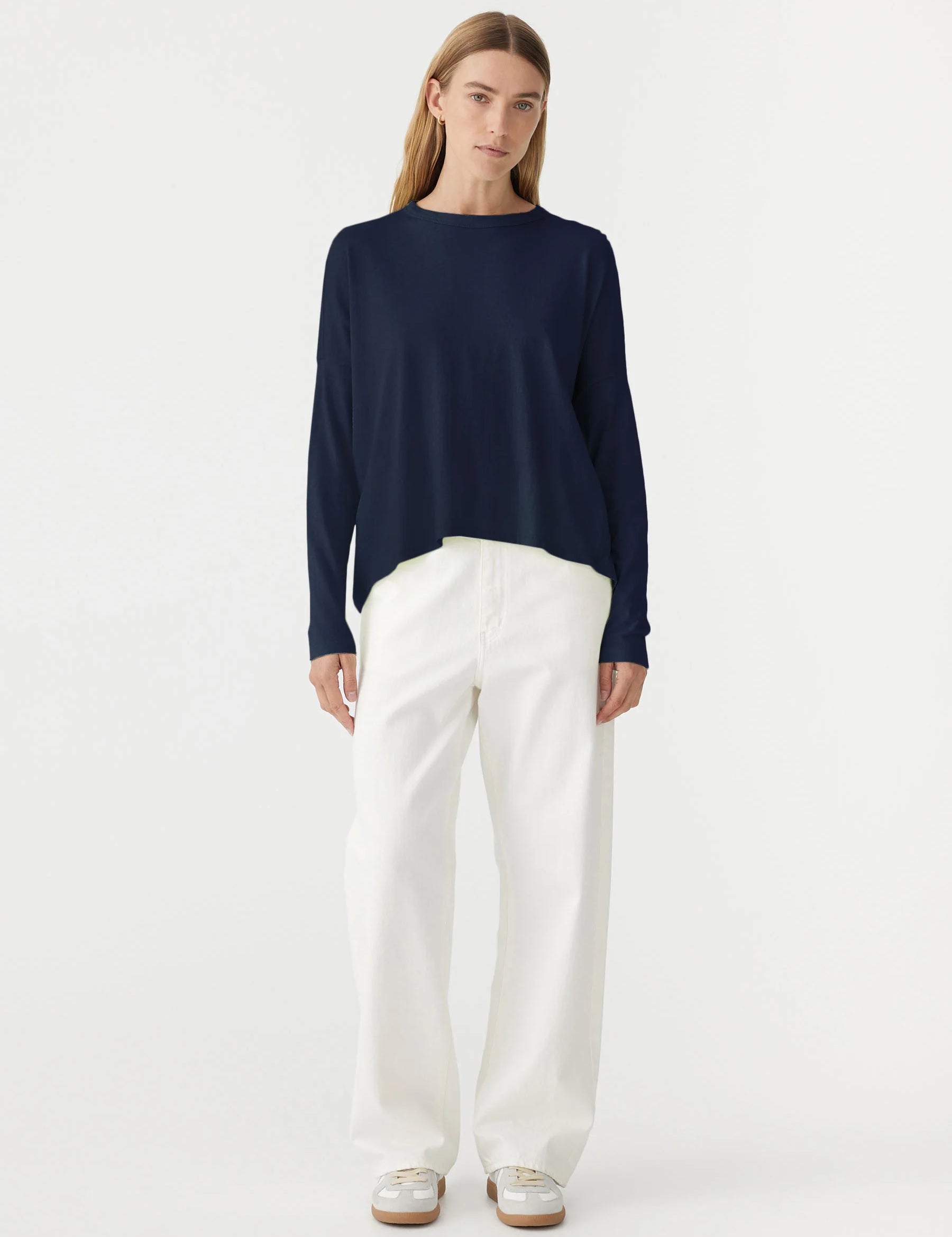 Slouch Circle Long Sleeve Tee in Blue Ink