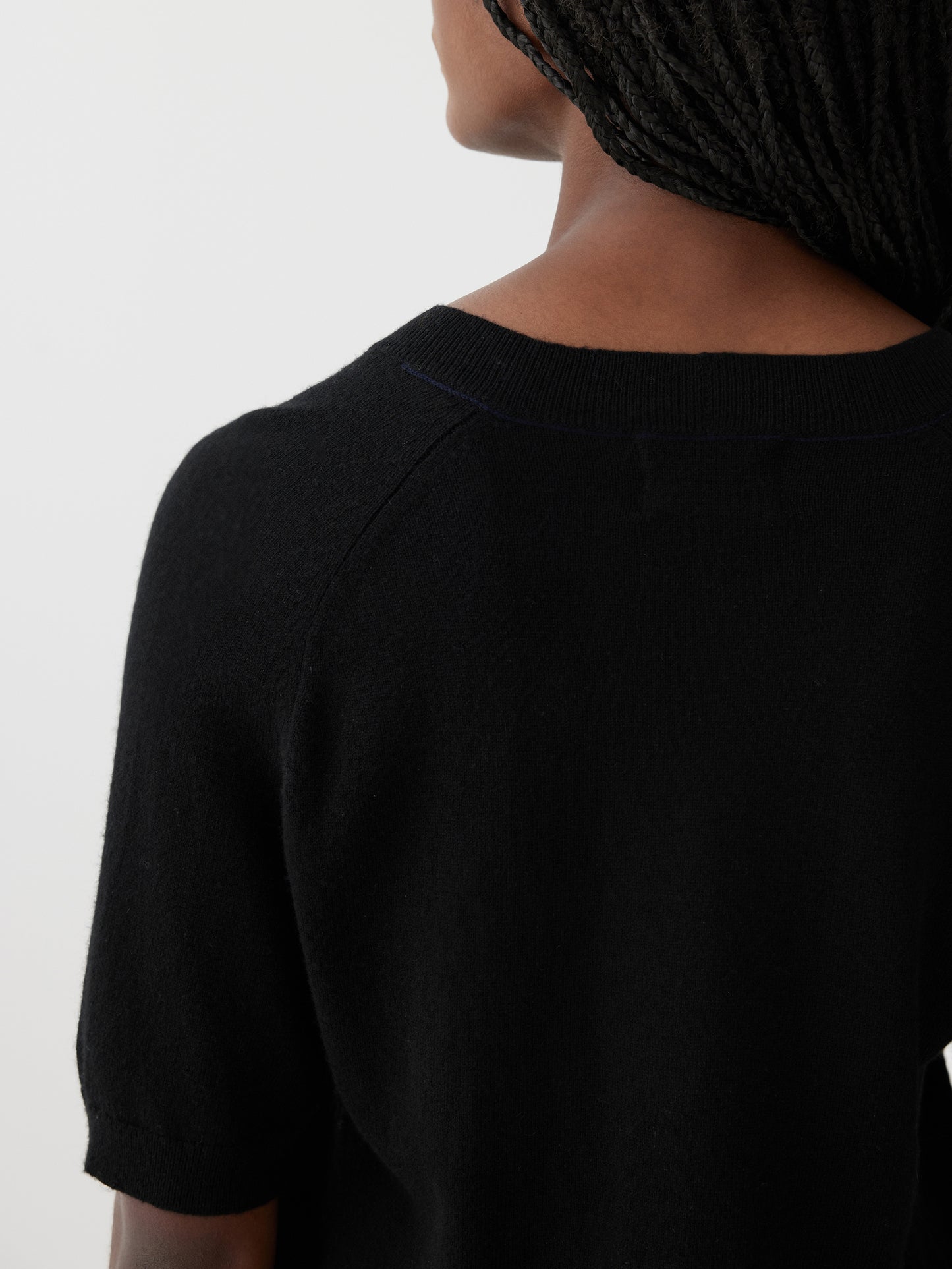 Wool Cashmere T-shirt Knit in Black