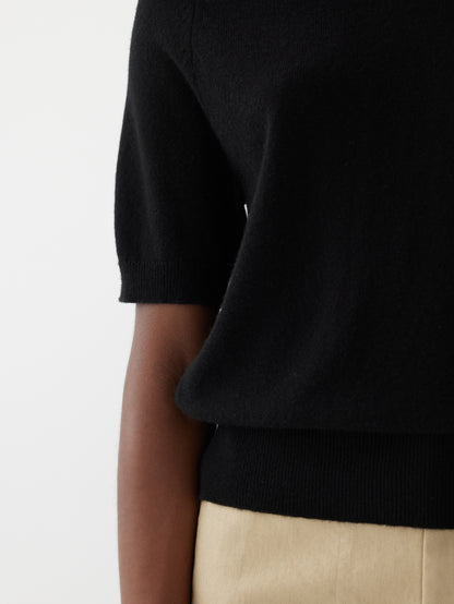 Wool Cashmere T-shirt Knit in Black