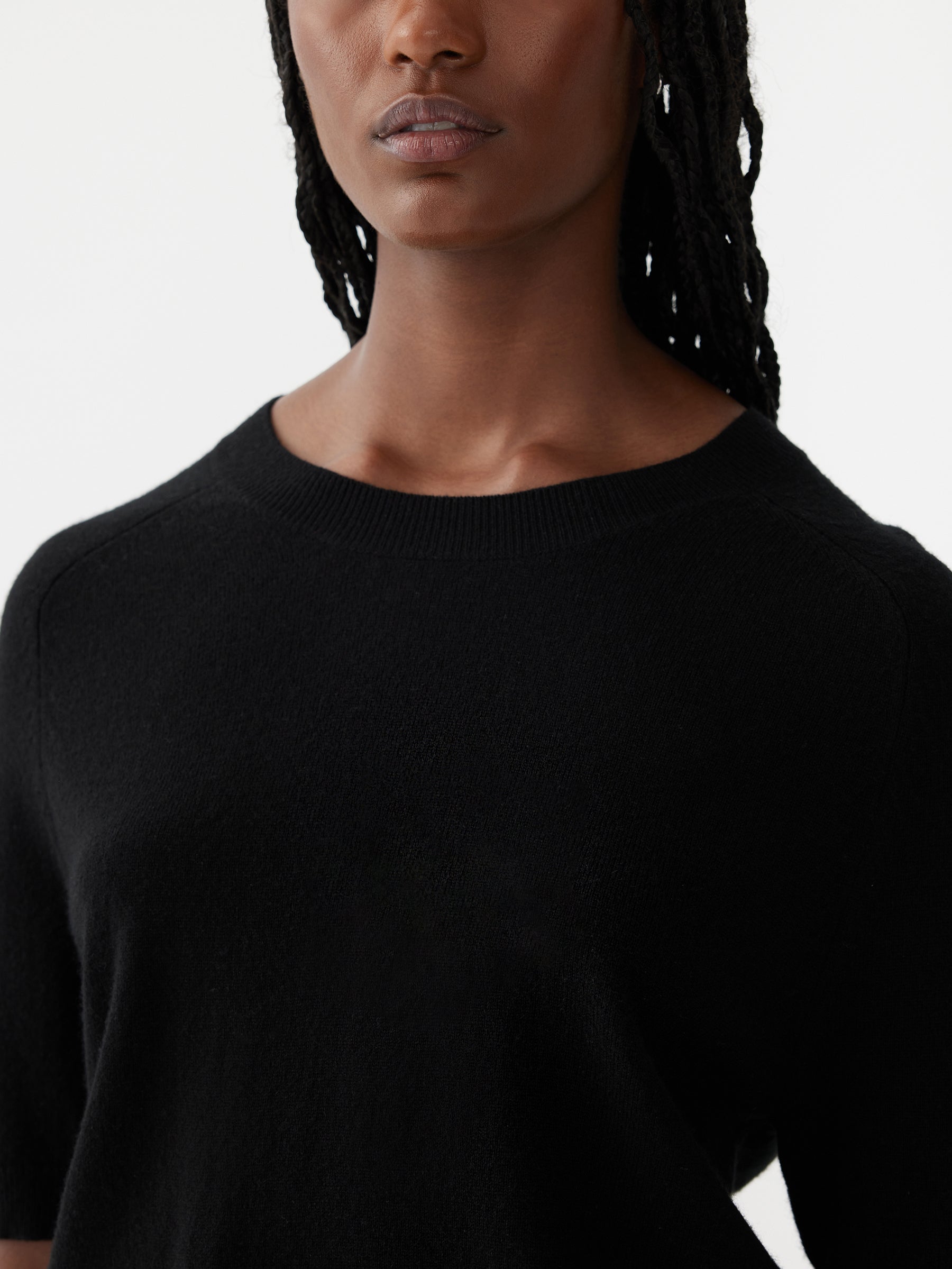 Wool Cashmere T-shirt Knit in Black