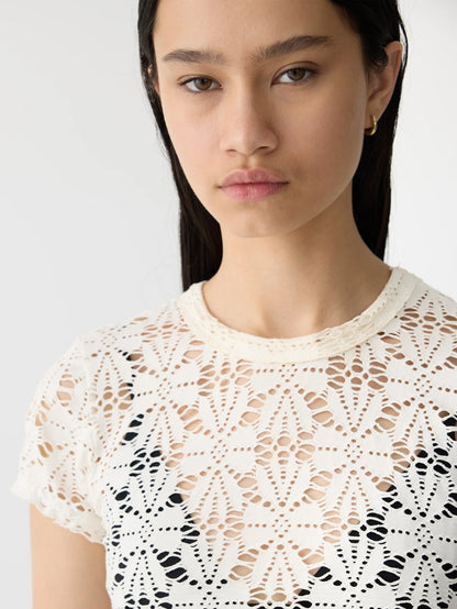 Raw Edge Lace Baby Tshirt in White