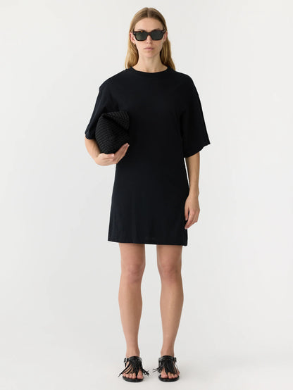 Waisted S/S Tennis Dress in Black