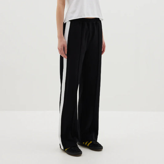 Twill Stripe Detail Pant in Black and White