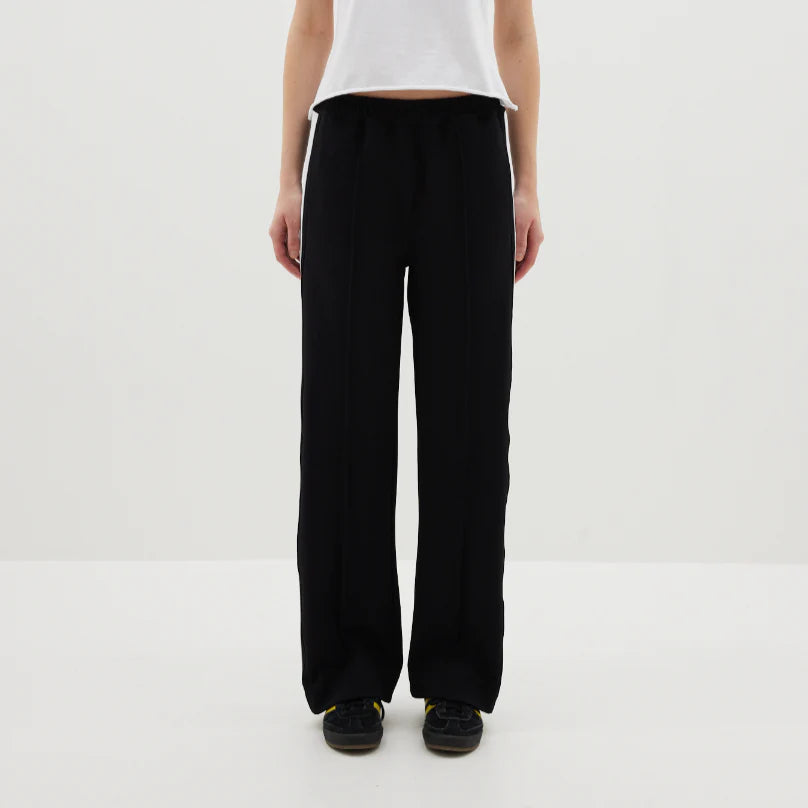 Twill Stripe Detail Pant in Black and White