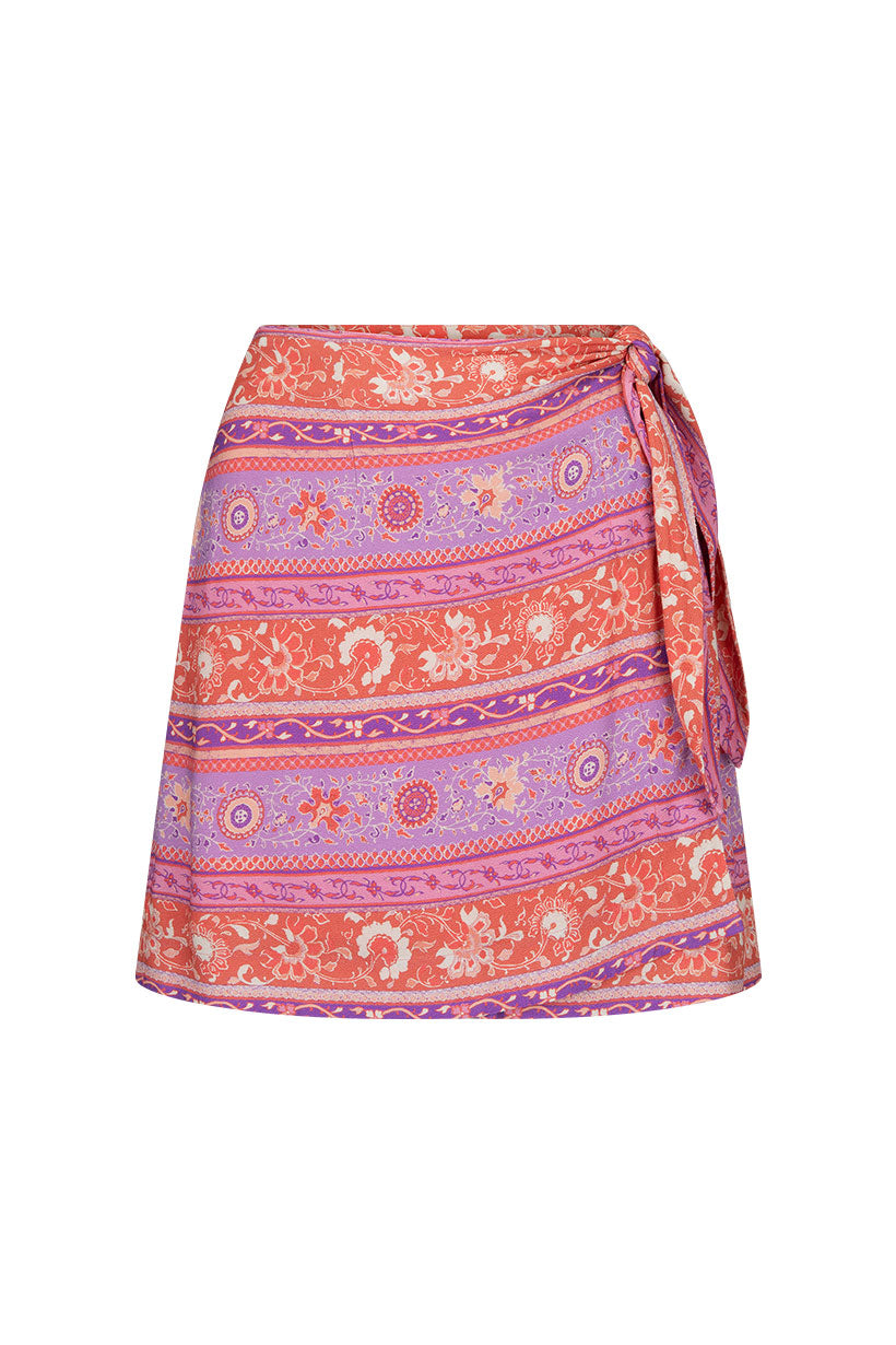 Sunshine Bandit Wrap Mini Skirt in Cayenne