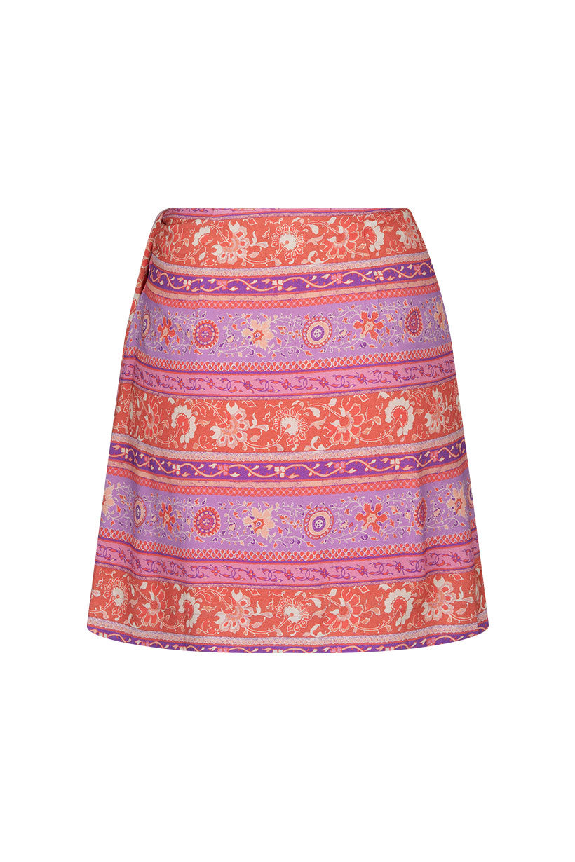 Sunshine Bandit Wrap Mini Skirt in Cayenne