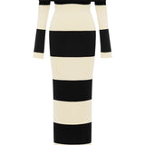 Theo Off The Shoulder Dress - Black Stripe