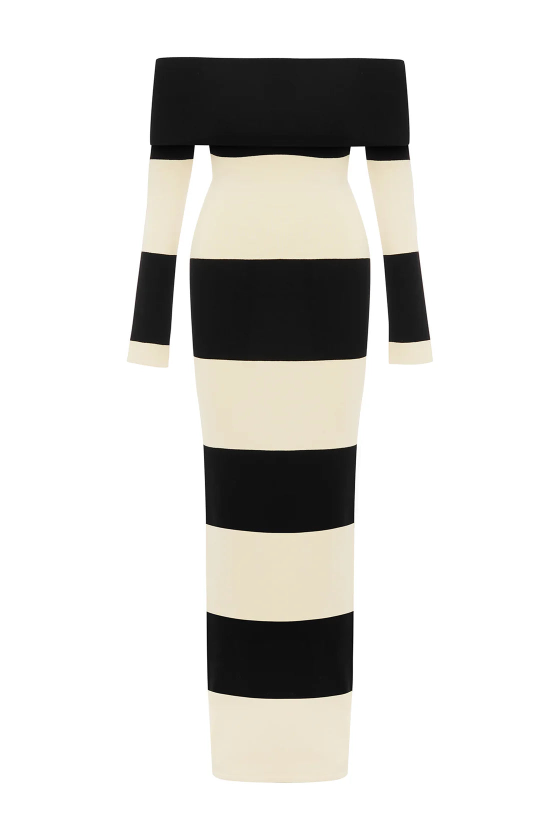 Theo Off The Shoulder Dress - Black Stripe