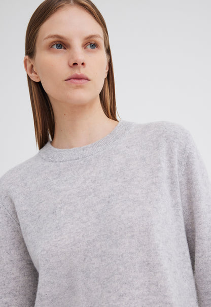 Peter Cashmere Sweater in Pale Grey Marle