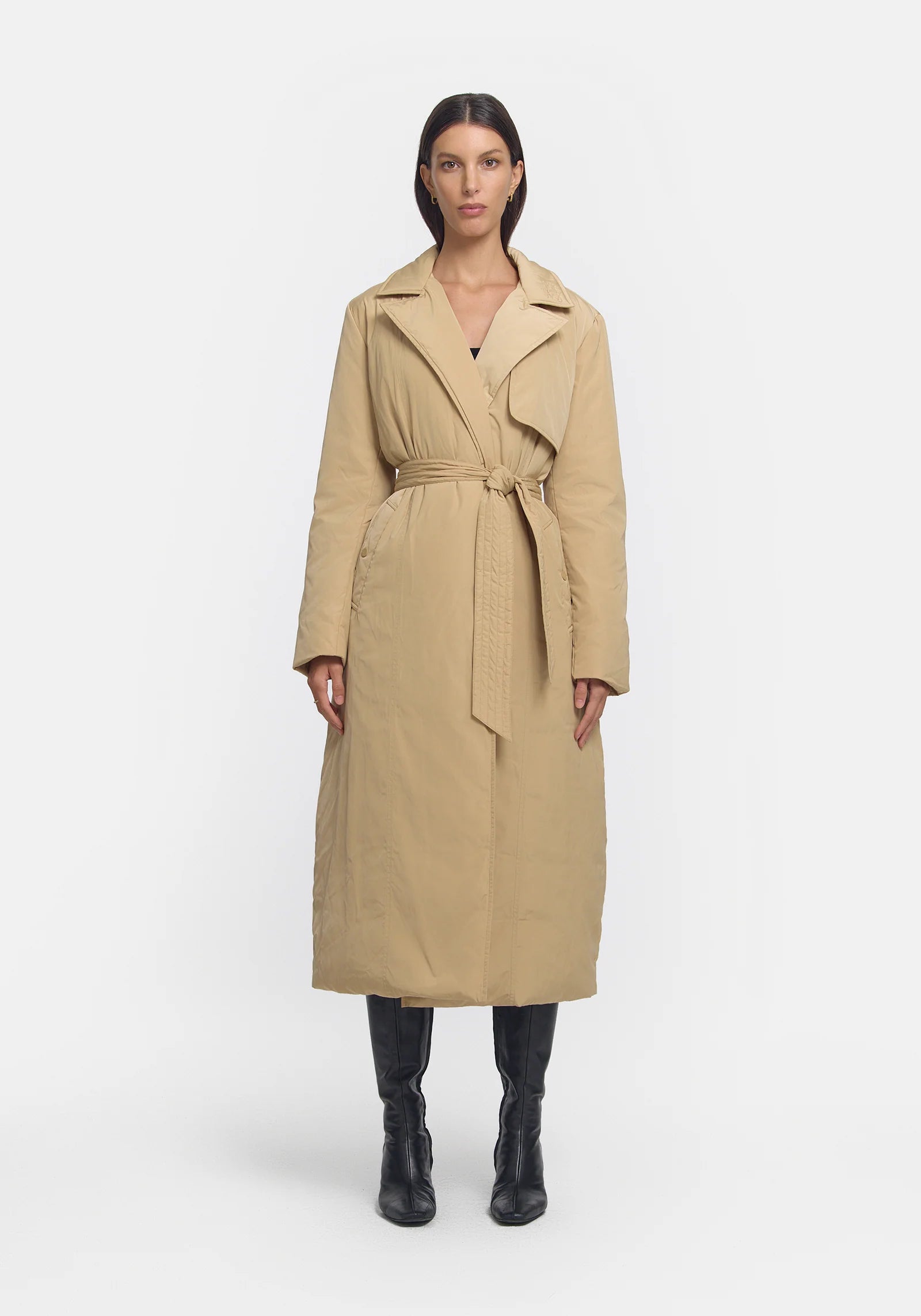 Victorious Puffer Trench in Bone - Brown Coat by Viktoria and Woods