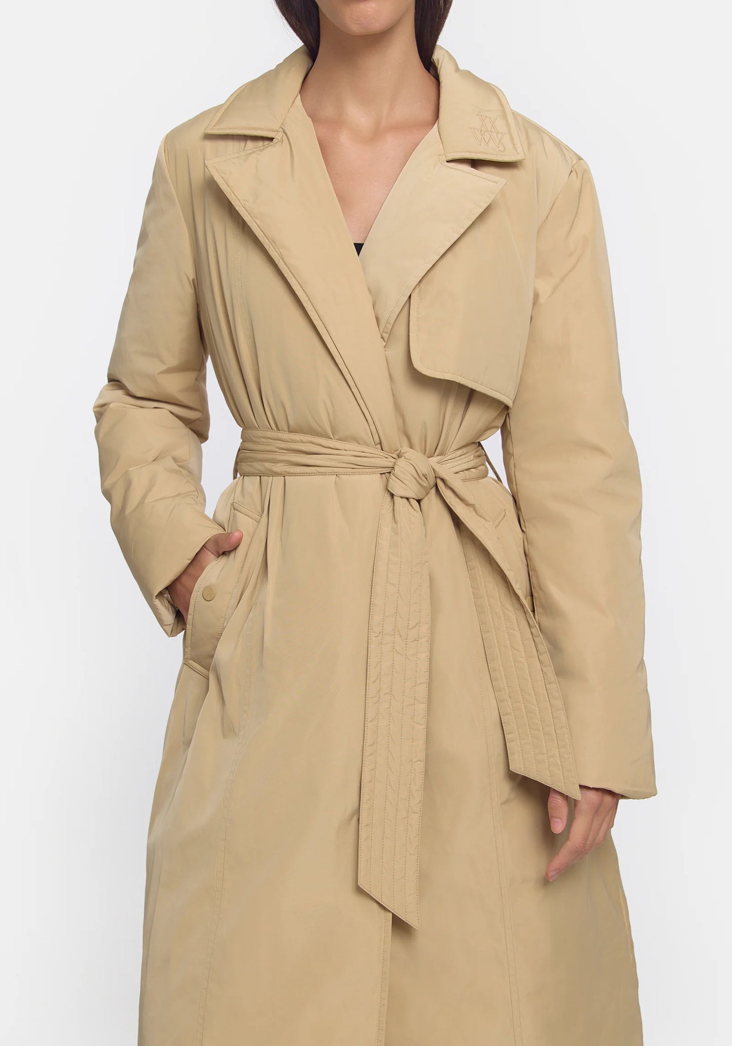 Victorious Puffer Trench in Bone - Brown Coat by Viktoria and Woods