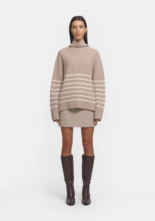 Tokyo knit - High neck, stripe, brown. by Viktoria and woods