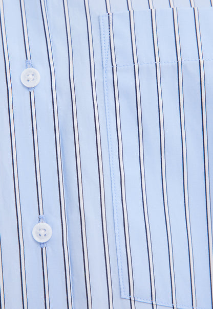Den Italian Cotton Shirt in Big Blue Stripe