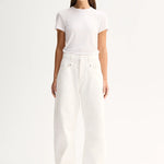 Elka Collective Bonnie Tee in white, featuring a fitted silhouette, classic bound neckline and soft lyocell-blend fabric.