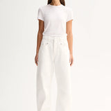 Elka Collective Bonnie Tee in white, featuring a fitted silhouette, classic bound neckline and soft lyocell-blend fabric.