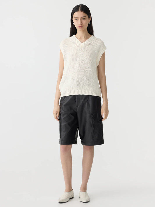 Cotton Linen V Neck Knit