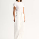 Elka Collective Bonnie Tee in white, featuring a fitted silhouette, classic bound neckline and soft lyocell-blend fabric.