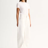 Elka Collective Bonnie Tee in white, featuring a fitted silhouette, classic bound neckline and soft lyocell-blend fabric.