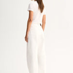 Elka Collective Bonnie Tee in white, featuring a fitted silhouette, classic bound neckline and soft lyocell-blend fabric.