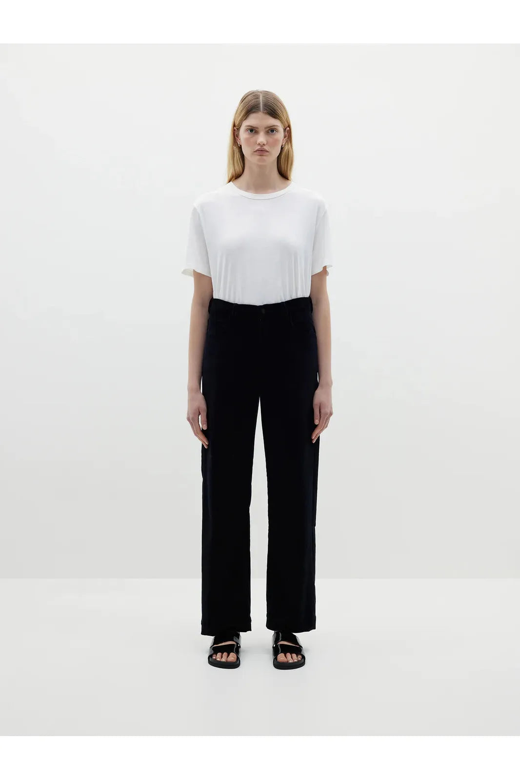 Cord Straight Leg Pant in Black by Bassike