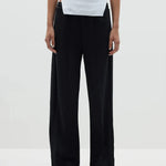 Twill Pinstitch Detail Pant in Black