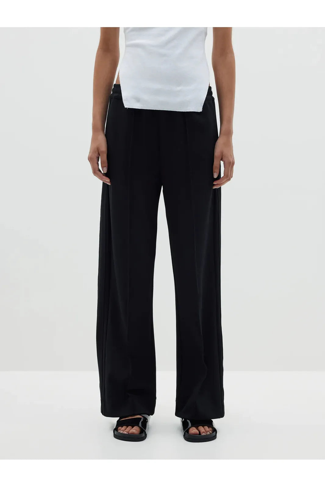 Twill Pinstitch Detail Pant in Black by Bassike