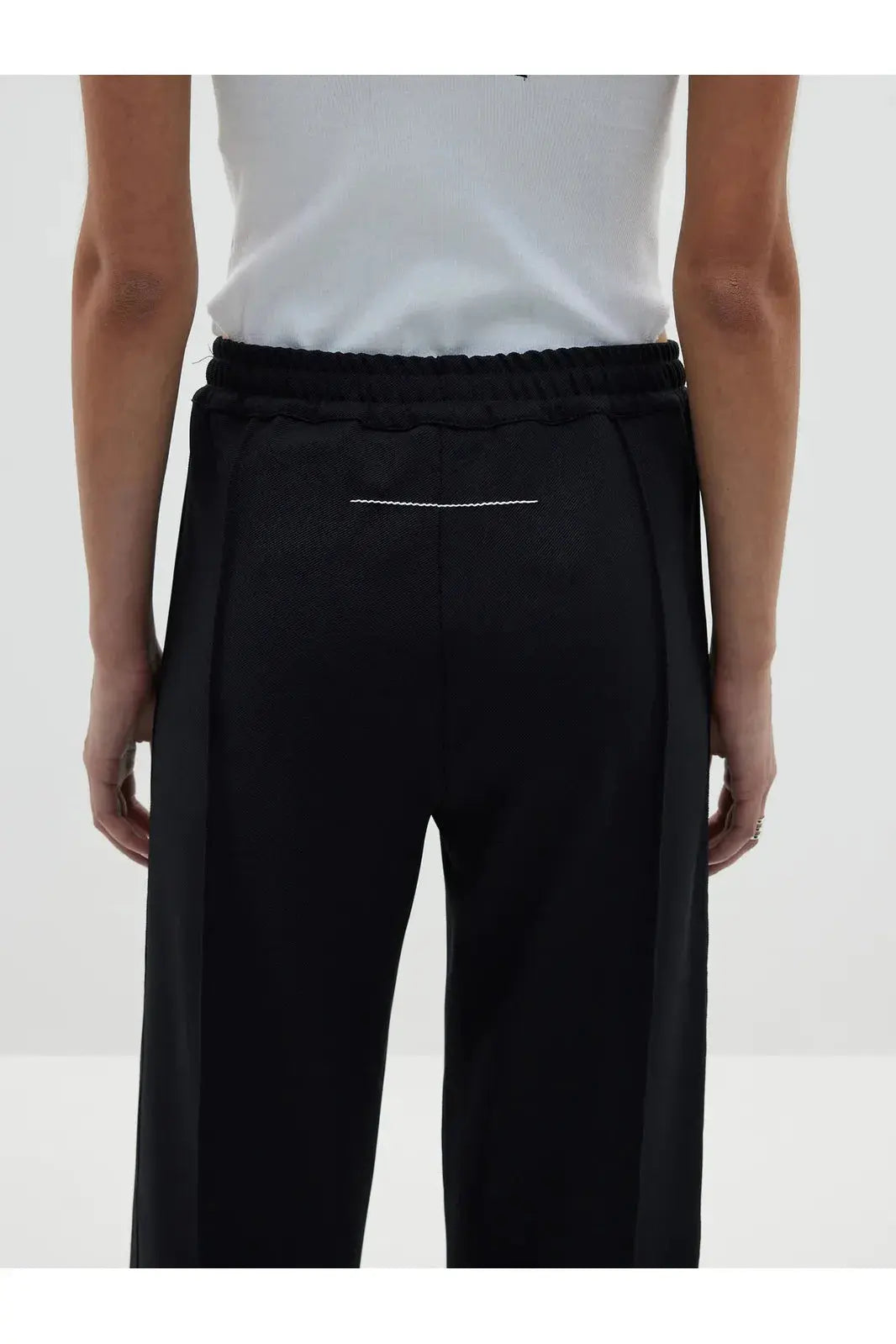 Twill Pinstitch Detail Pant in Black