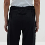 Twill Pinstitch Detail Pant in Black