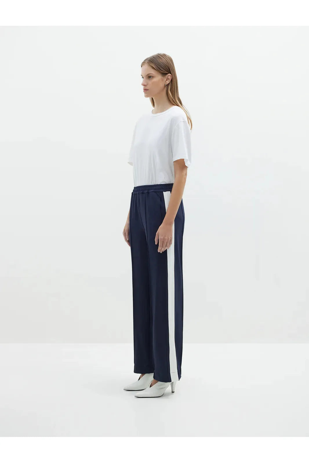 Twill Stripe Detail Pant in Ink / White by Bassike