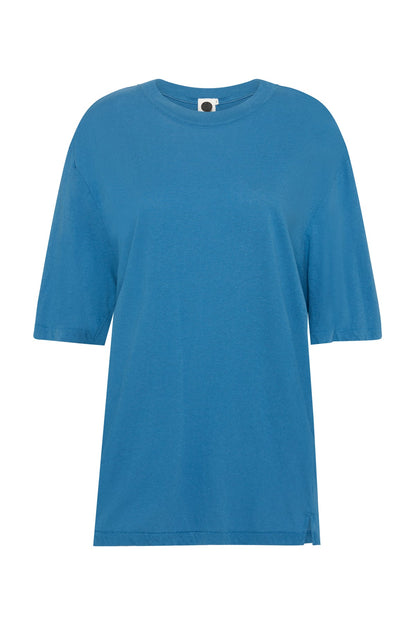Slouch Boyfriend Short Sleeve T-shirt in River Blue by Bassike