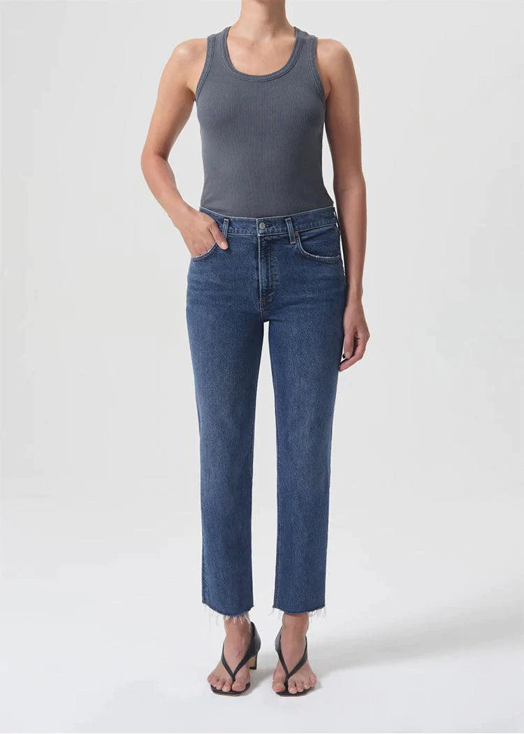 Kye Mid Rise Straight Crop Jean in Mirage