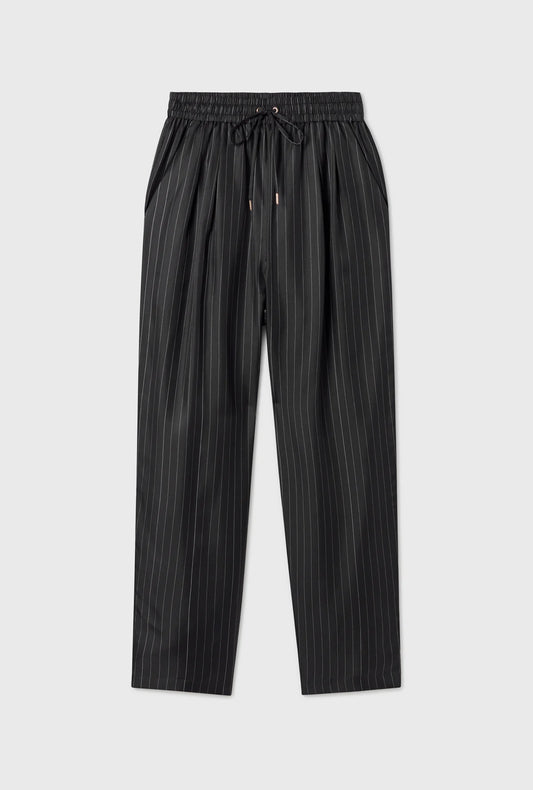 Twill Slouch Pants in Pinstripe Black/White