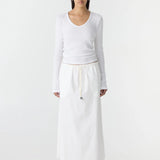 Crushed Cotton Minimal Skirt - Natural